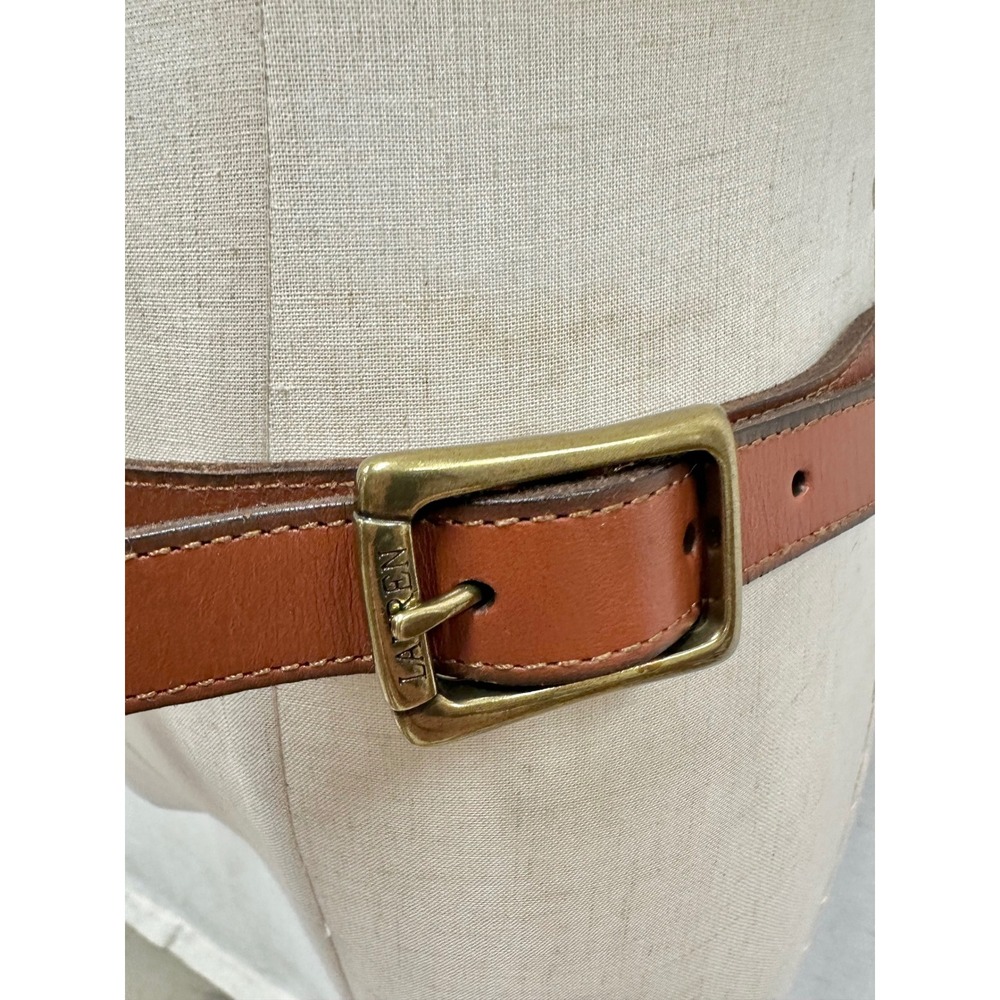 Lauren Ralph Lauren Brown Leather Equestrian Hook Buckle Waist Belt Womens S - Picture 8 of 13